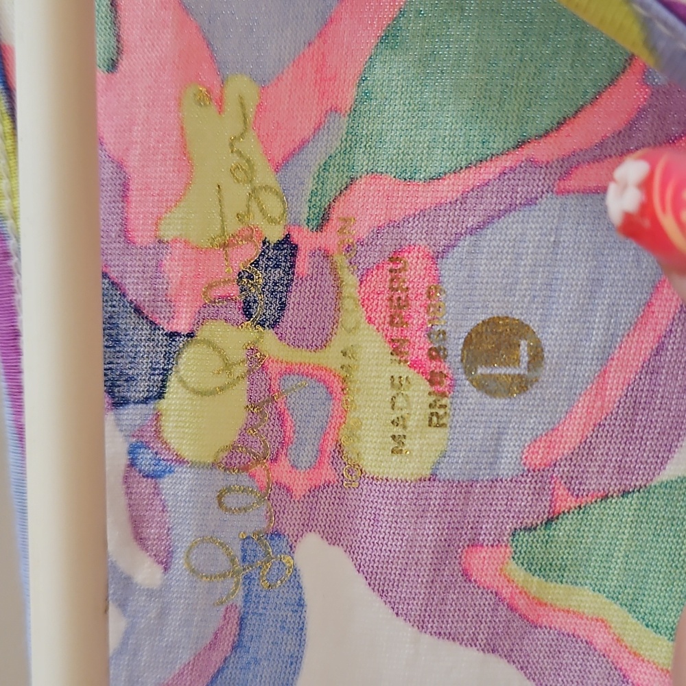 Lilly Pulitzer Pink and Purple Sheath Dress with Raglan Sleeves - Picture 2 of 6
